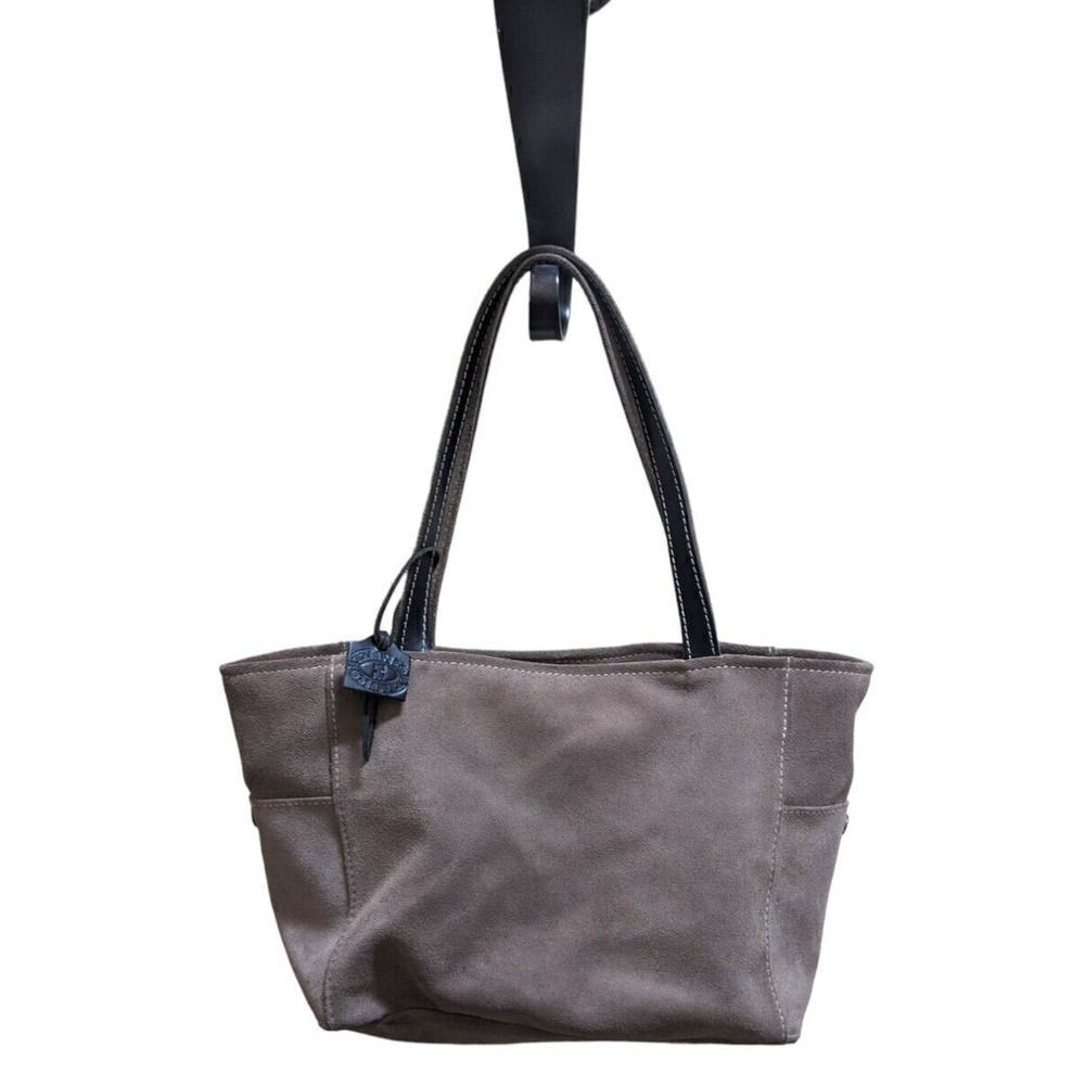 TAMPICO Tote Purse‎ Large Taupe Suede Leather Trim France Handbag Shoulder Bag